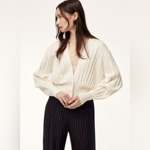 NWOT Aritzia Wilfred Thais Plunge Front Cardigan in Birch XXS